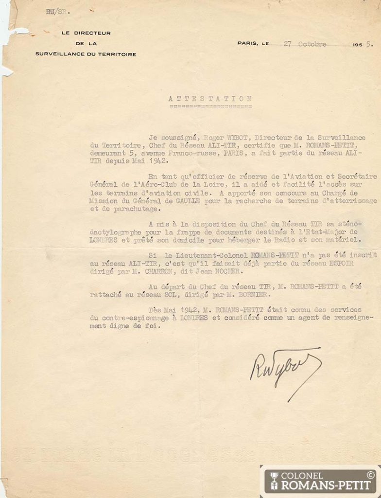 Attestation affectation-Henri Romans-Petit Reseau ALI-TIR