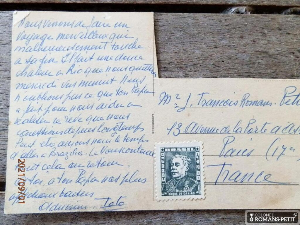 Carte postale d'Adrienne Bolland à Romans-Petit